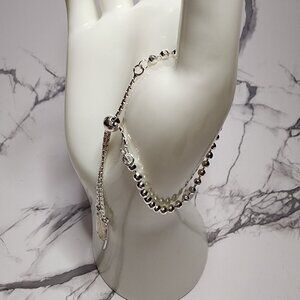 925 Feather Toggle Silver Beaded Bracelet